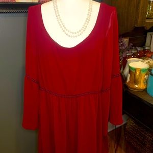 Maroon plus size 2XL dress with long sleeves